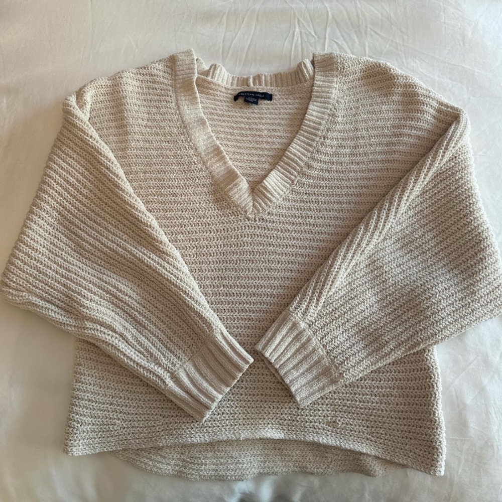 Cream American Eagle Super Soft cropped sweater